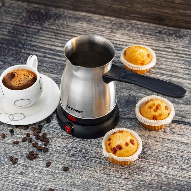 GEEPAS GK38050 Electric Turkish Coffee Maker, Stainless Steel Body صانعة قهوة جيباس