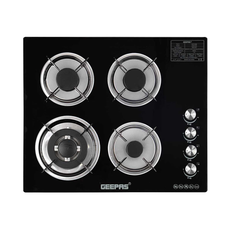 GEEPAS GK4410 4-Burner Gas Cooker, Black طباخ كهربائي غازي جيباس