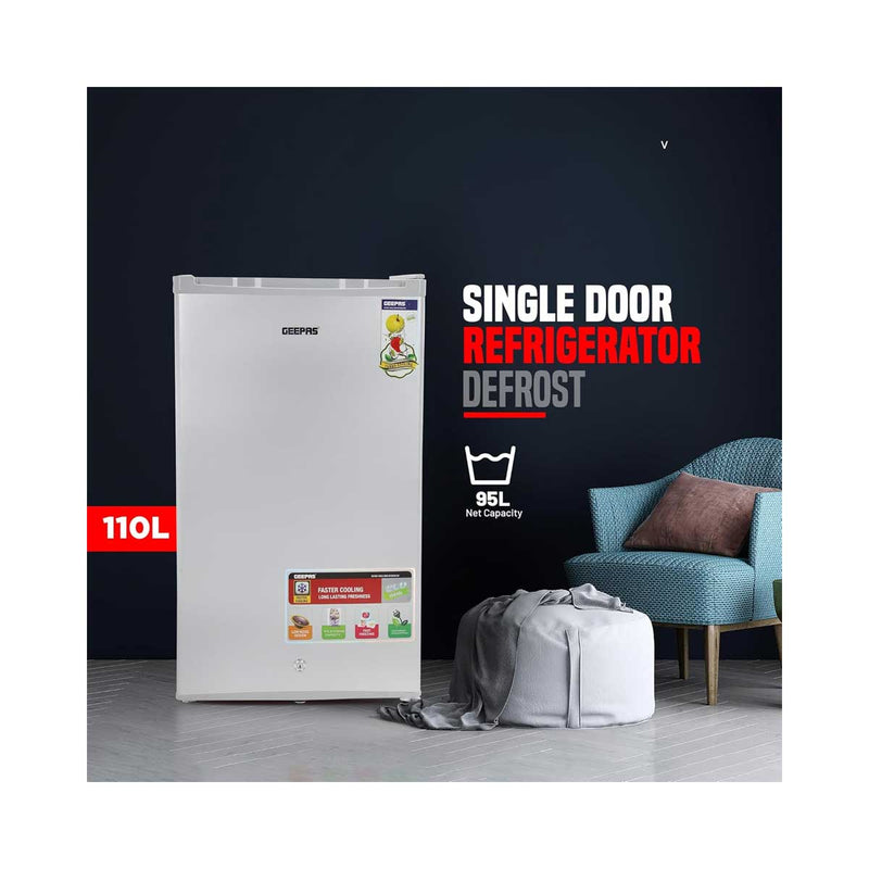 GEEPAS	GRF119SPE Single Door Refrigerator, White ثلاجة جيباس