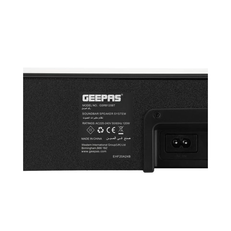 GEEPAS GSRB120BT Soundbar Speaker System 120 W, Black مكبر صوت جيباس