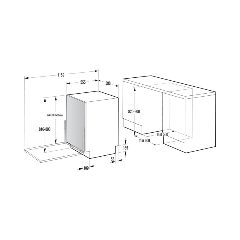 GORENJE GV16D5 Fully integrated dishwasher, White غسالة أطباق متكاملة بالكامل جورنجي