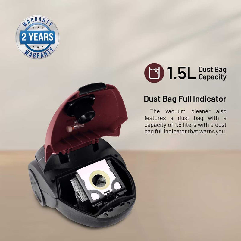 GEEPAS GVC2594 Powerful Suction Dust Full Indicator 2200W, Red مكنسة كهربائية جيباس