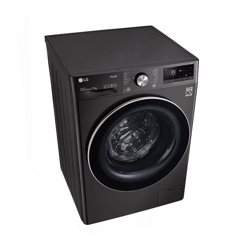 LG WR9011PBG Front Load Washing Machine, 11KG Capacity with AI DD™, Steam+™, Black ال جي  غسالة ملابس باب امامية