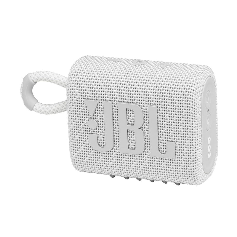 JBL JBLGO3WHT 6045 GO 3 Portable Waterproof Bluetooth Speaker with Pro Sound, White مكبر صوت محمول بلوتوث مقاوم للماء