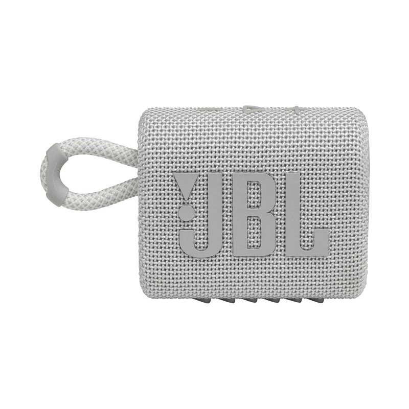 JBL JBLGO3WHT 6045 GO 3 Portable Waterproof Bluetooth Speaker with Pro Sound, White مكبر صوت محمول بلوتوث مقاوم للماء