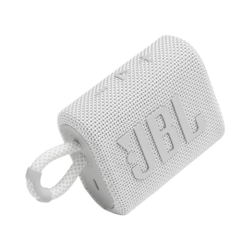 JBL JBLGO3WHT 6045 GO 3 Portable Waterproof Bluetooth Speaker with Pro Sound, White مكبر صوت محمول بلوتوث مقاوم للماء