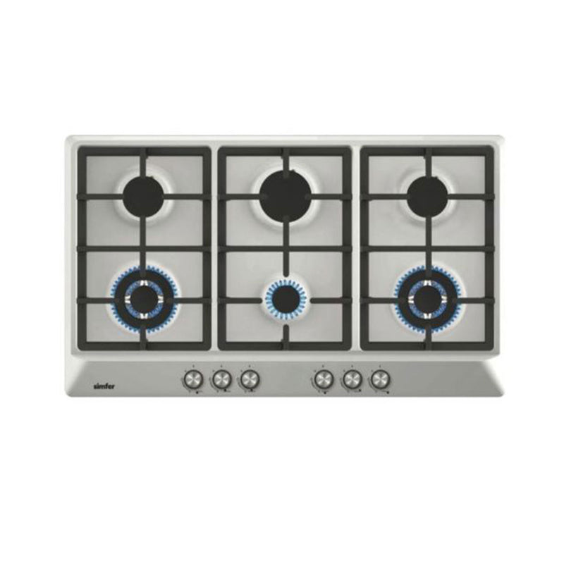 Simfer H9605WGRIM-FFD Built-In Glass Hob طباخ غاز منضدي 6 عيون 90 سم من سيمفر