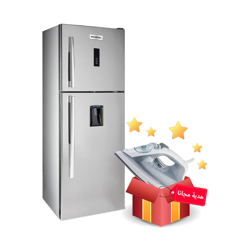HYUNDAI HBM-2500D Double Door Refrigerator - 25ft, Silver ثلاجة هيونداي بابين براد  25 قدم + HBM-605 هدية مجانا