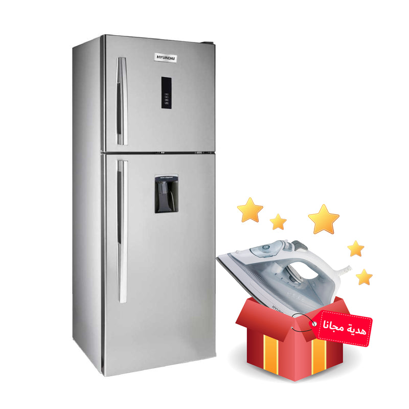 HYUNDAI HBM-2700D Conventional Refrigerator ( Dispenser ) 27ft, Silver   ثلاجة هيونداي بابين براد + HBM-605 هدية مجانا