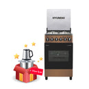 HYUNDAI HBM-50-Brown Gas Cookers - 4 Flames, Brown طباخ غازي هيونداي + HBM-002L هدية مجانا