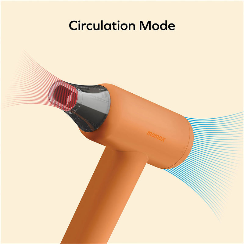 MOMAX HL13UKM 1-Care Hair Mini Ultra Speed Ion Hair Dryer, Orange مجفف شعر موماكس