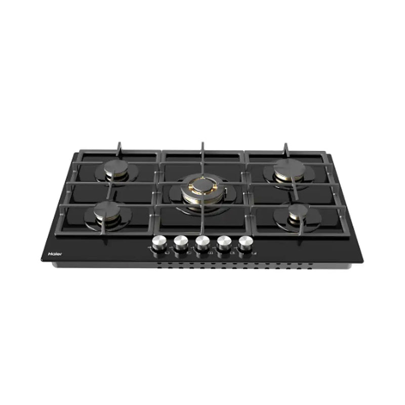 HAIER HOB-G95CST3B Five precision Sabaf burners, Black طباح مدمج 5 مشاعل هاير