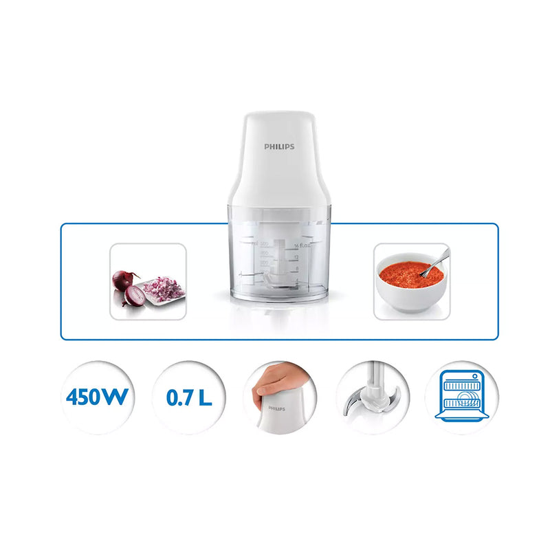 Philips HR1393 Fresh Homemade Food Made Easy Chopper, White خلاط فيليبس