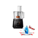Philips HR7301/90 Power of 750W and 4 Accessories Food Processor, Black محضرة طعام و خلاط 4 ملحقات 750 واط + هدية مجانية مكوى بخارية + SL2077A free gift