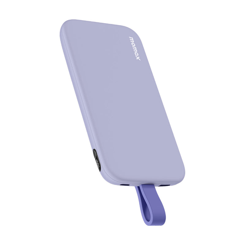 MOMAX IP118U iPower PD3 Power Bank with USB-C Cable 10000mAh, Purple شاحن طوارئ موماكس