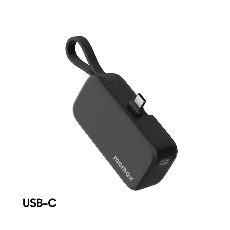 MOMAX IP130D 1-Power Mini 3-in-1 Power Bank 5000mAh, Black شاحن طوارئ موماكس