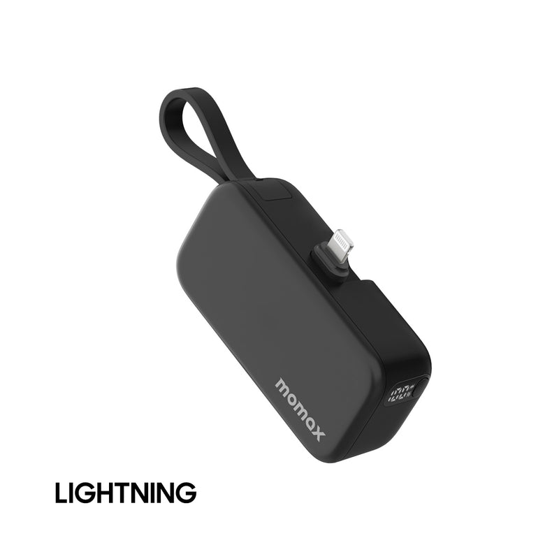 MOMAX IP130D 1-Power Mini 3-in-1 Power Bank 5000mAh, Black شاحن طوارئ موماكس