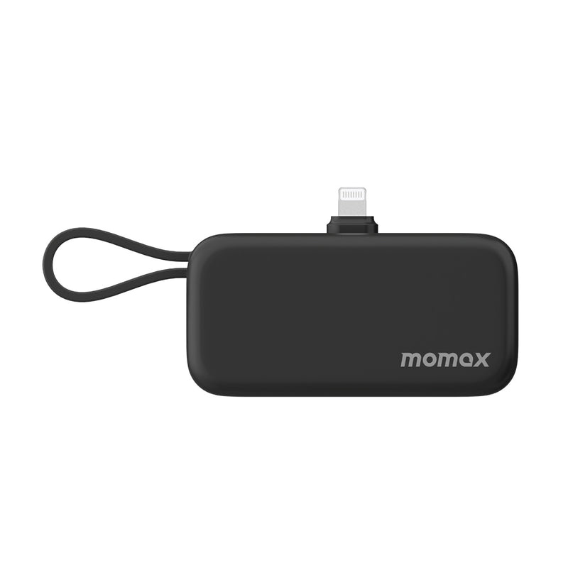 MOMAX IP130MFID 1-Power Mini Built-In Foldable Battery Pack 5000mAh, Black شاحن طوارئ موماكس