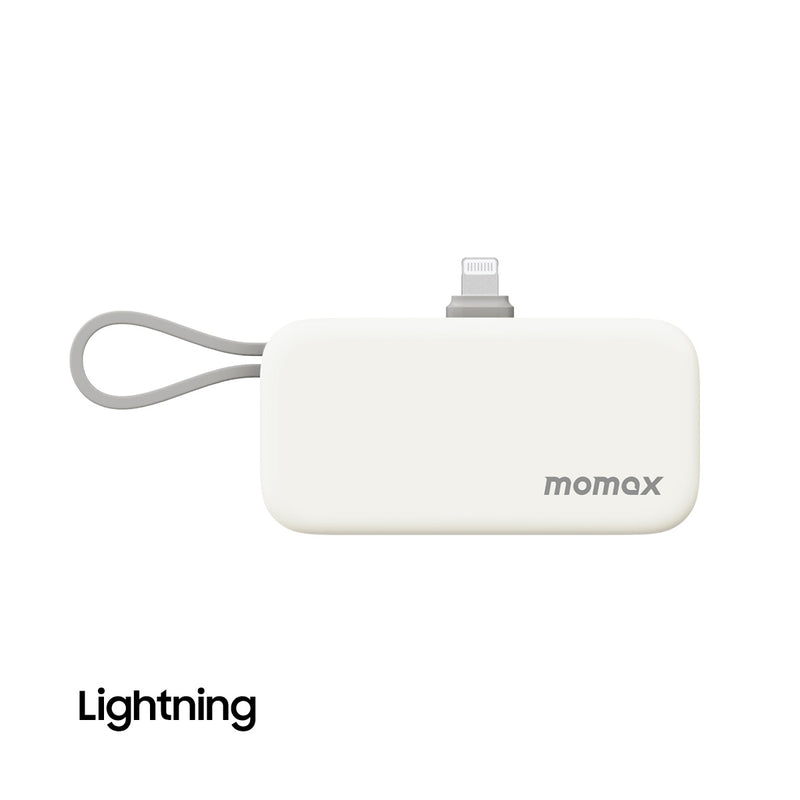 MOMAX IP130W 1-Power Mini 3-in-1 Power Bank 5000mAh, White  شاحن طوارئ موماكس