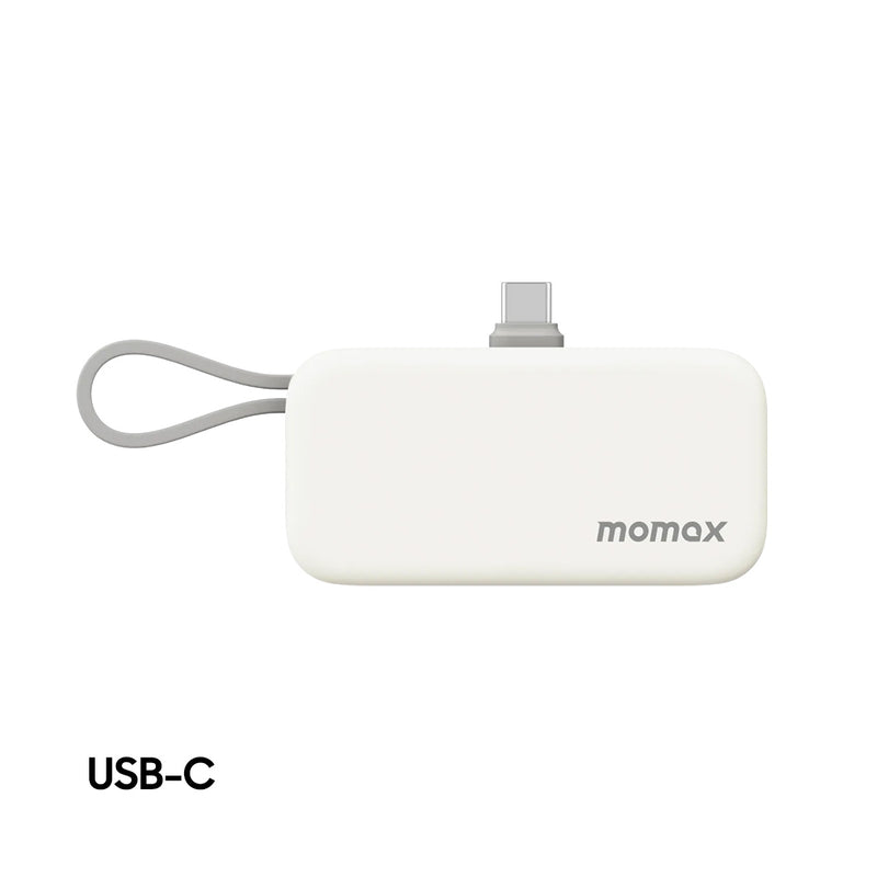 MOMAX IP130W 1-Power Mini 3-in-1 Power Bank 5000mAh, White  شاحن طوارئ موماكس