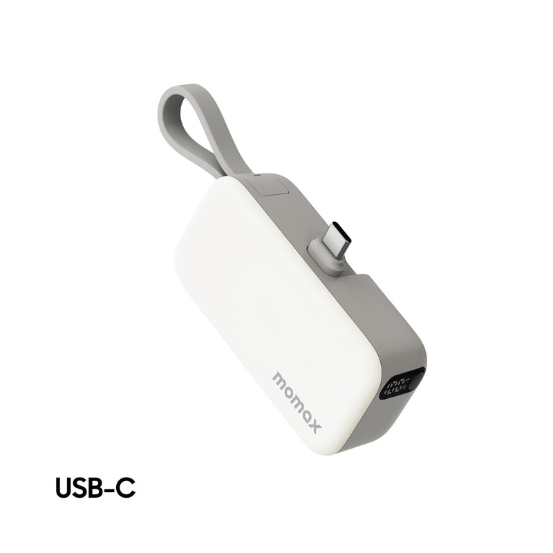 MOMAX IP130W 1-Power Mini 3-in-1 Power Bank 5000mAh, White  شاحن طوارئ موماكس