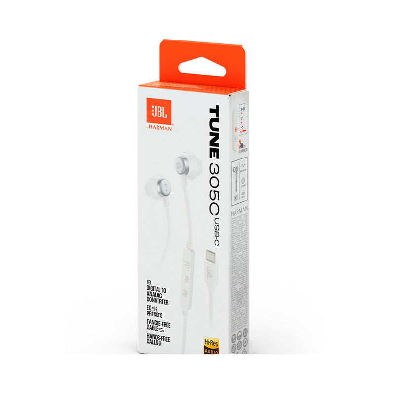 JBL JBLT305CWHT 6486 Tune USB-C Wired, White سماعة واير