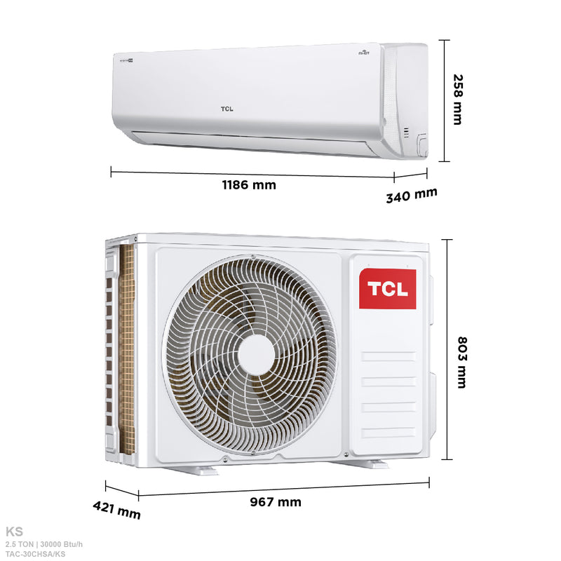 TCL TAC-30CHSA/KS ربط ذكي انفيرتر تحكم بالامبير Inverter جداري 2.5 طن