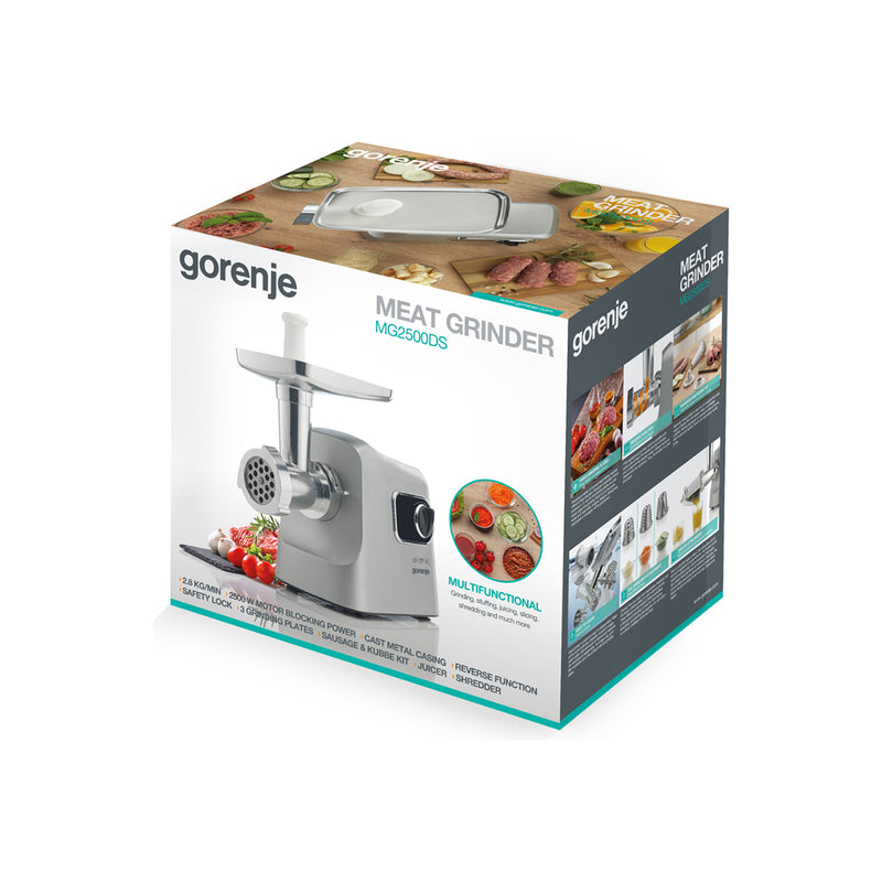GORENJE MG2500DS   Grinder Three Grinding Plates 2500W, Silver فرامة لحم جورنجي