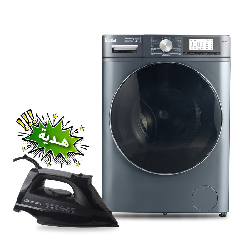 DENKA MWM-12DGFL Front Load Washer Dryer Combo 12kg, Dark Grey +IST-2400PB  هدية