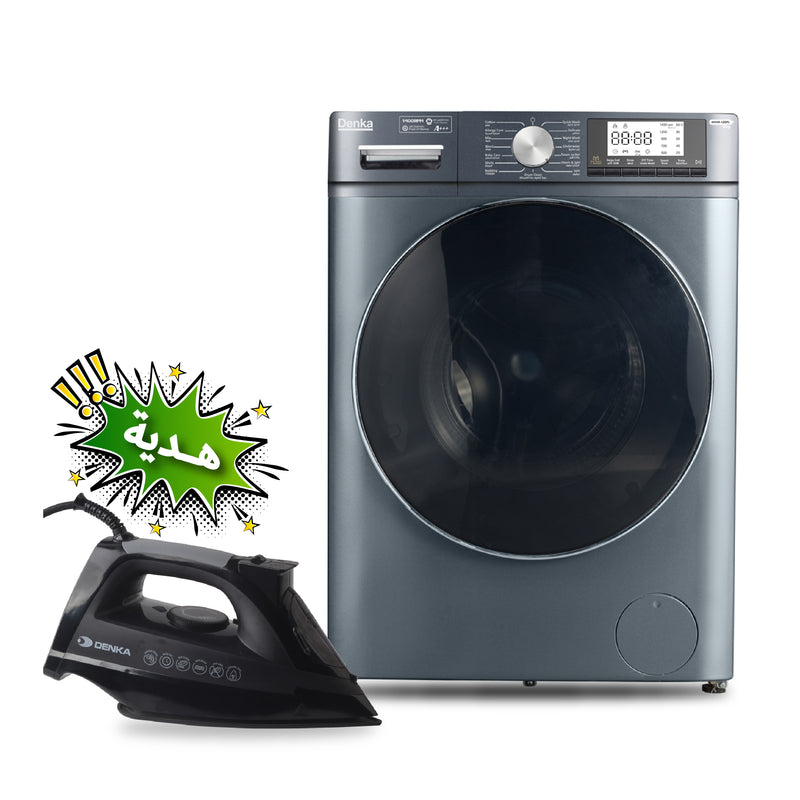 DENKA MWM-12GFL Front Load Washer 12kg, Dark Grey + IST-2400PB  هدية