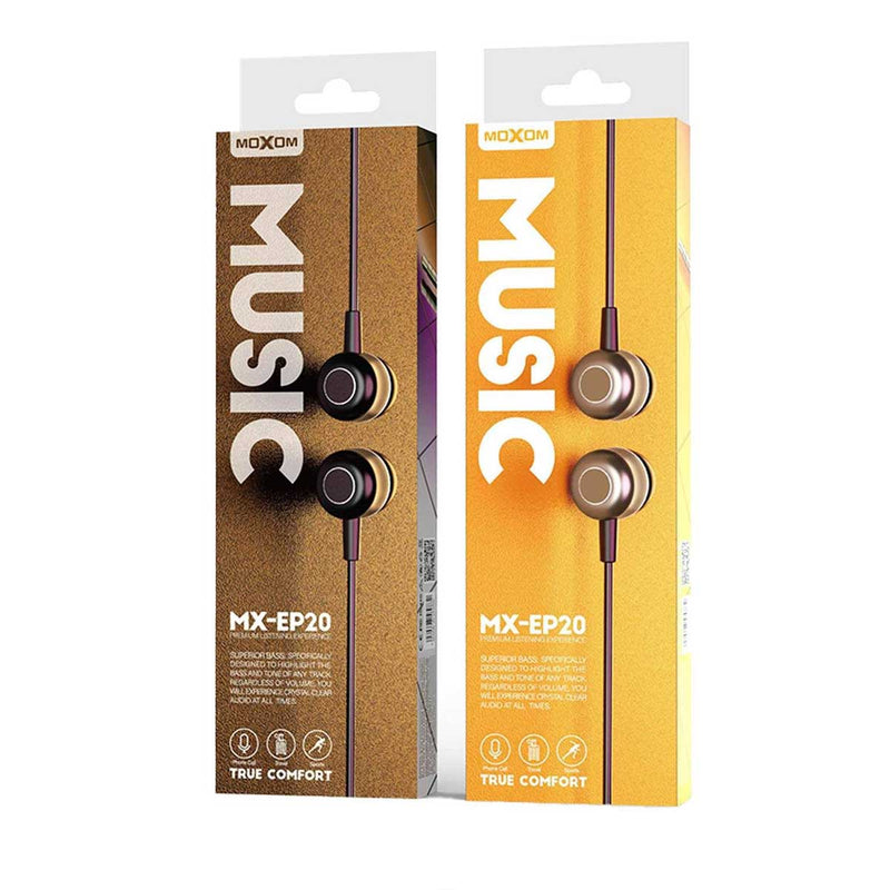 سماعة سلكية MOXOM MX-EP20 Wired Stereo Earphones 1.2m, Black