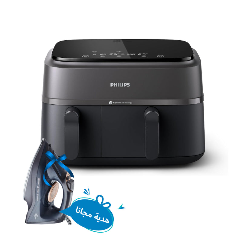 PHILIPS NA350 3000 Series Airfryer Double Basket 9L + Free Gift