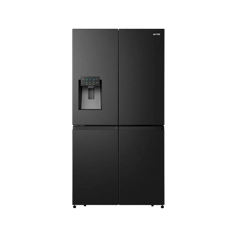 GORENJE NRM9181SBI French Bottom Freezer Refrigerator with Ice Crusher & Water Dispenser, Black   ثلاجة بفريزر سفلي مع كسارة ثلج وبراد مياه  جورنجي