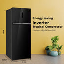 TCL P540TMBG No Frost نظام بخاخ مطور انفيرتر , Black Glass, Inverter, External Displayقدم 20 , زجاج اسود