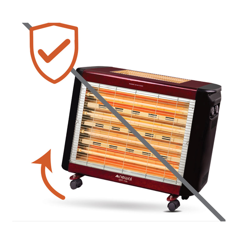 NEWAL QHT-134/03 Quartz Heater, Powerfull 6 Quartz Elements, Dark Red مدفئة نوال