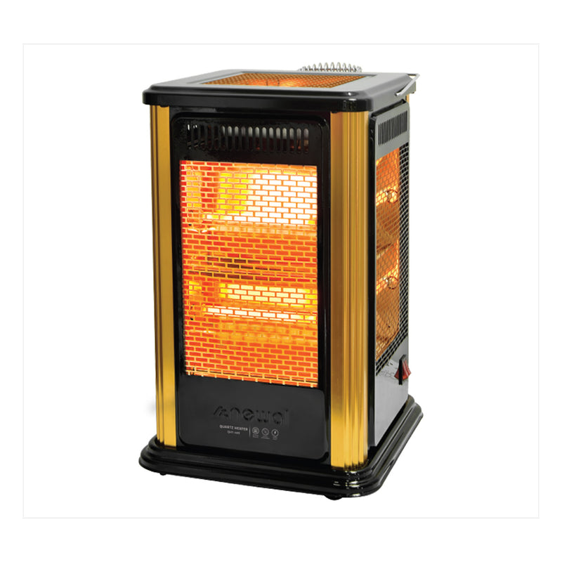 NEWAL QHT-495/02 Quartz Heater, Powerful 10 Quartz Elements, Black مدفئة كهربائية نوال
