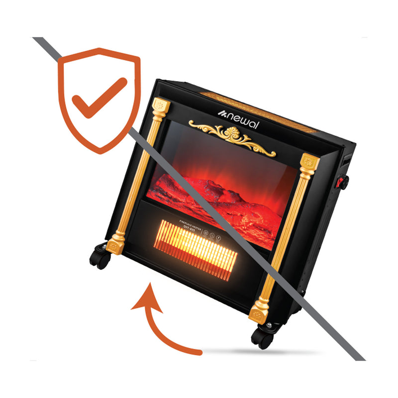 NEWAL QHT-835/02 Decorative Chimney Heater 2000W, Black مدفئة نوال
