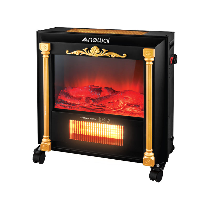 NEWAL QHT-835/02 Decorative Chimney Heater 2000W, Black مدفئة نوال