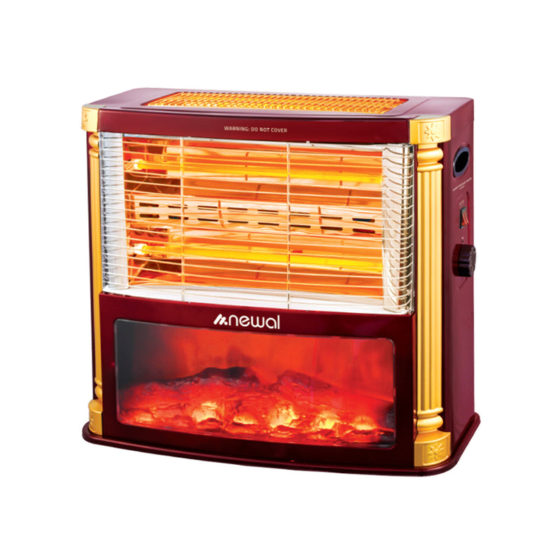 NEWAL QHT-837/03 Decorative Chimney Heater 2400W, Dark Red مدفئة نوال