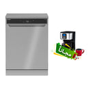 SHARP QW-V1014A-SS3 Dishwasher 10 Programs LED Touch Screen, Silver + Free gift غسالة شارب