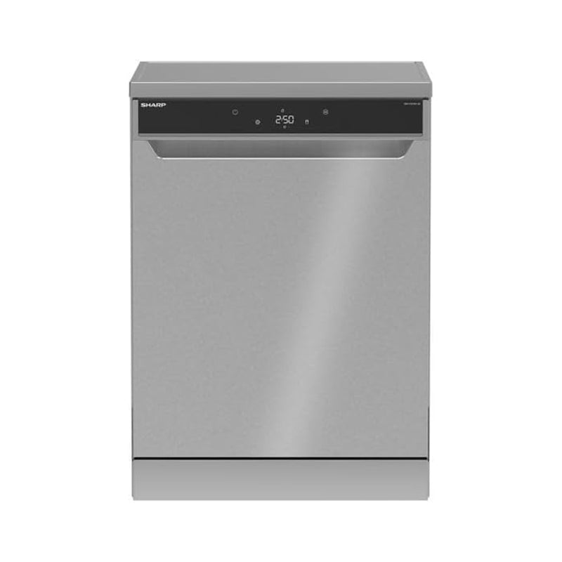 SHARP QW-V814A-SS3 Dishwasher 8 Programs LED Display + Light, White غسالة صحون شارب + هدية مجانا