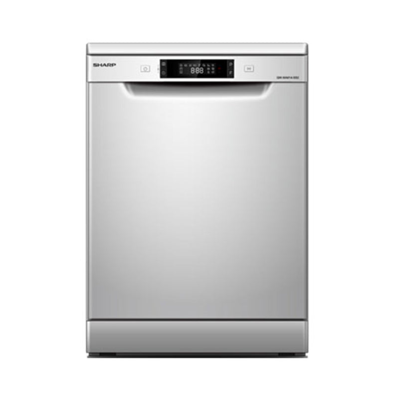 SHARP QW-V814A-SS3/SS2 Dishwasher 8 Programs LED Display + Light, White غسالة صحون شارب + هدية مجانا