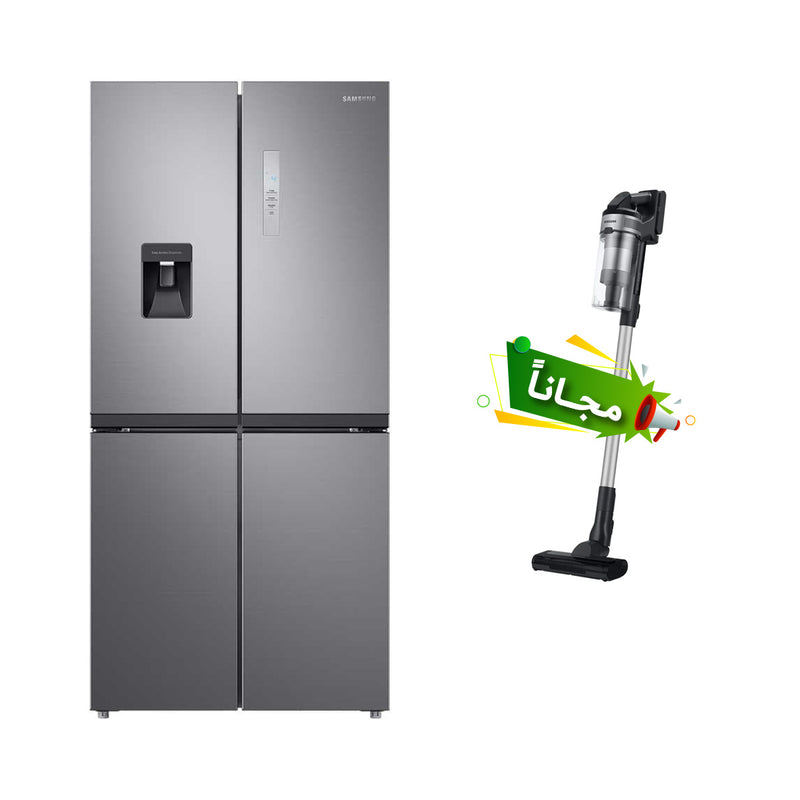 Samsung RF48A4010M9 Four Doors Refrigerator, Silver + Free gift VS15A60AGR5 ثلاجة سامسونج RF48A4010M9 بأربعة أبواب، فضية + هدية مجانية VS15A60AGR5