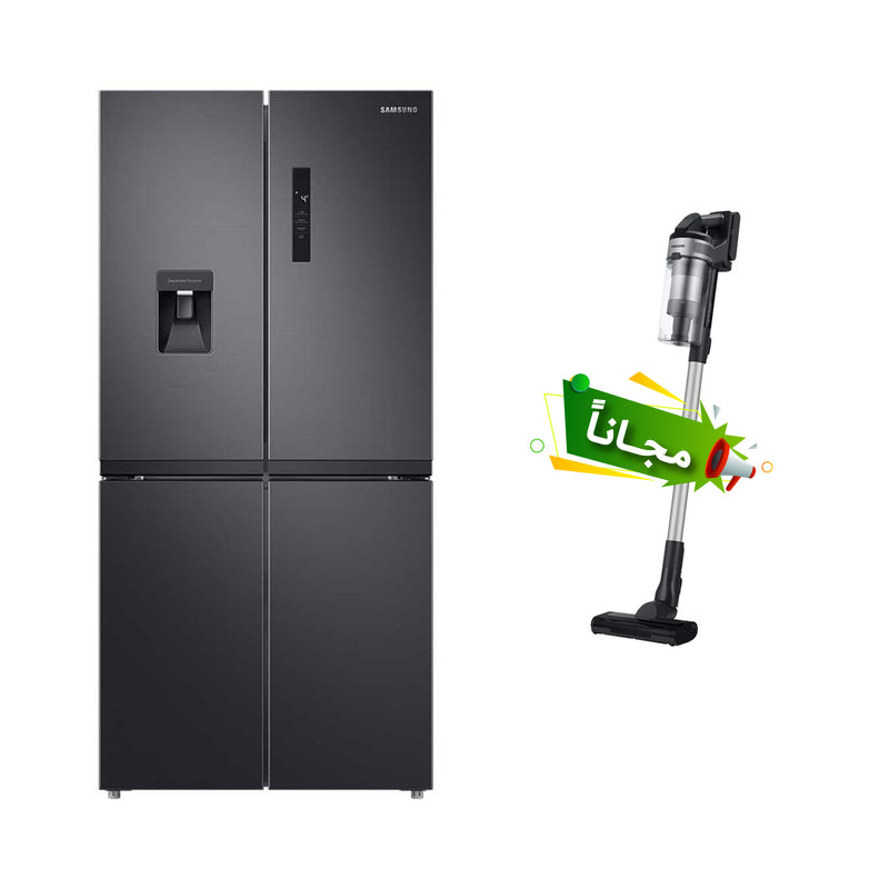 Samsung RF48A4010 B4 Four Door Refrigerator, Black + Free gift VS15A60AGR5 ثلاجة سامسونج RF48A4010 B4 بأربعة أبواب، أسود + هدية مجانية VS15A60AGR5