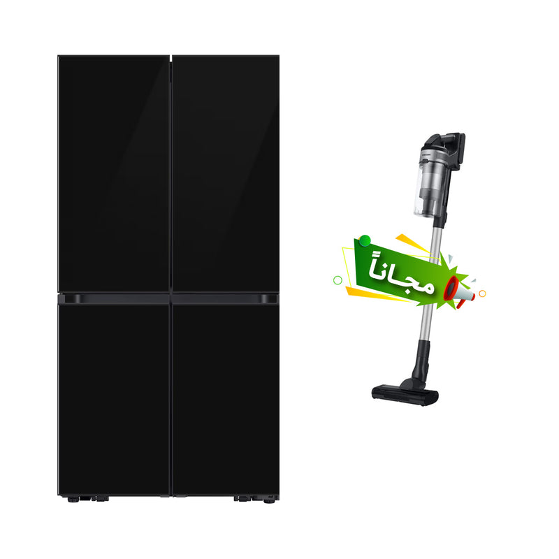 SAMSUNG RF65DB90B022 Bespoke FDR Refrigerator Triple Cooling, Black + Free gift VS15A60AGR5 ثلاجة سامسونك مع هدية مكنسة