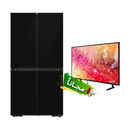 SAMSUNG RF65DB90B022 Bespoke FDR Refrigerator Triple Cooling, Black + Free gift UA50DU7000 ثلاجة مصممة بنضام تبريد ثلاثي سامسونك