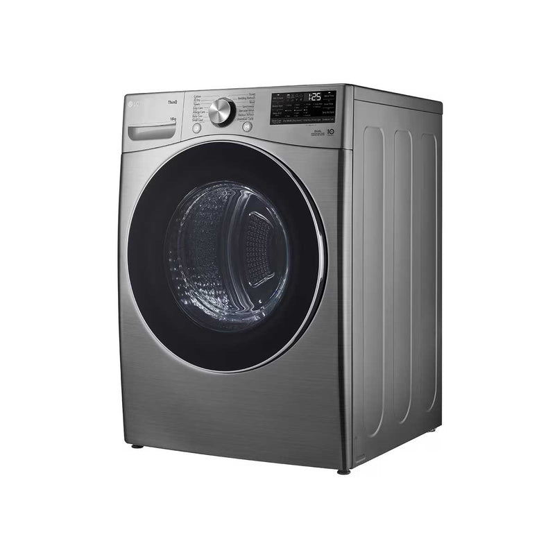 LG RH18U8EVCW 18Kg DUAL Inverter Dryer, Sensor Dry, ThinQ (Wi-Fi) Stainless Silver غسالة