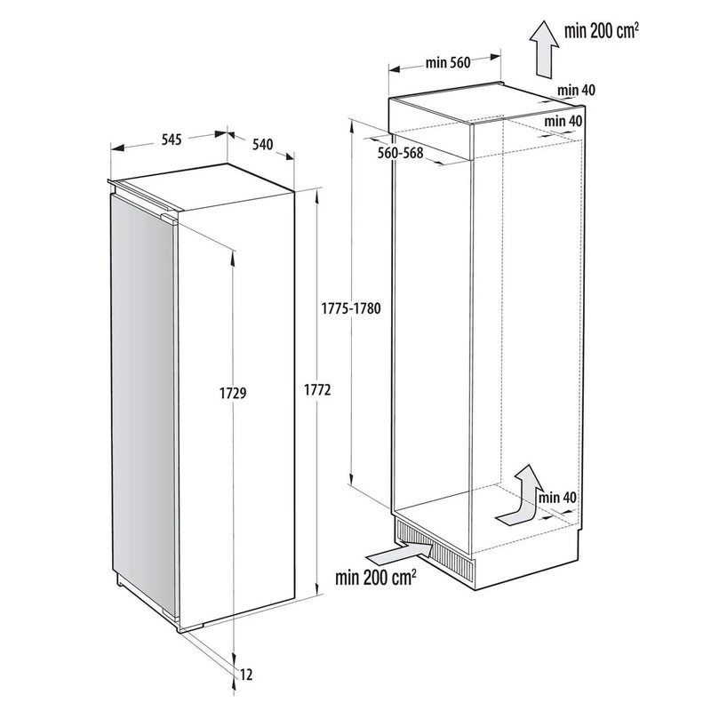 GORENJE RI517E62WF Built-in integrated refrigerator, White ثلاجة مدمجة جورنجي