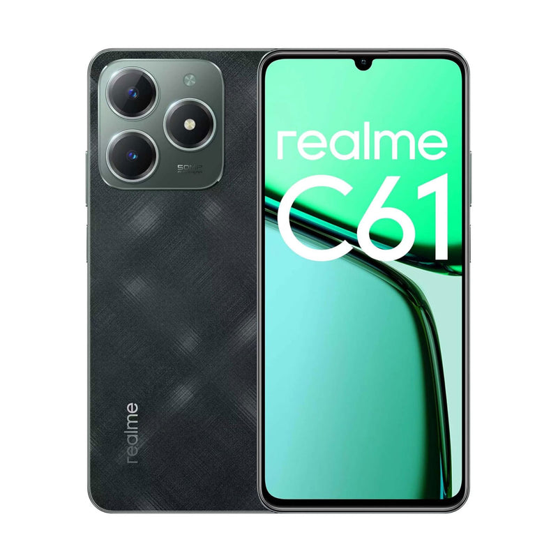 REALME C61 Dual SIM (6GB/128GB) 4G, Dark Green موبايل ريلمي ضد الكسر