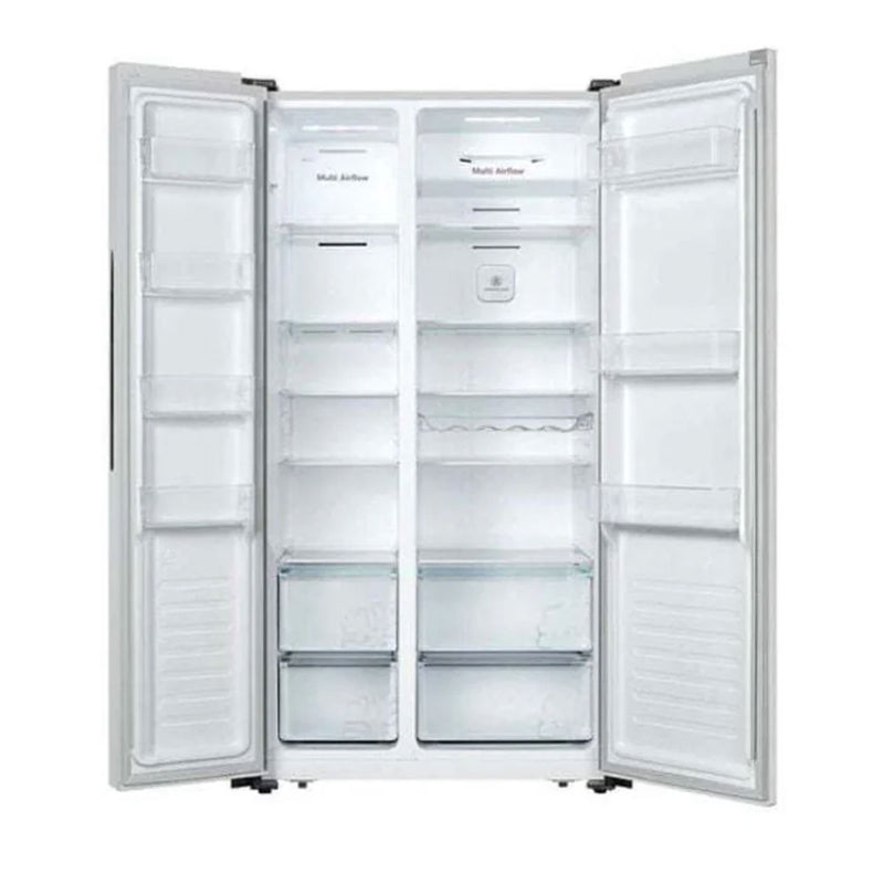 HISENSE RS670N4AWG1 Side by Side Refrigerator, White ثلاجة هاينس
